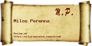 Milos Perenna névjegykártya